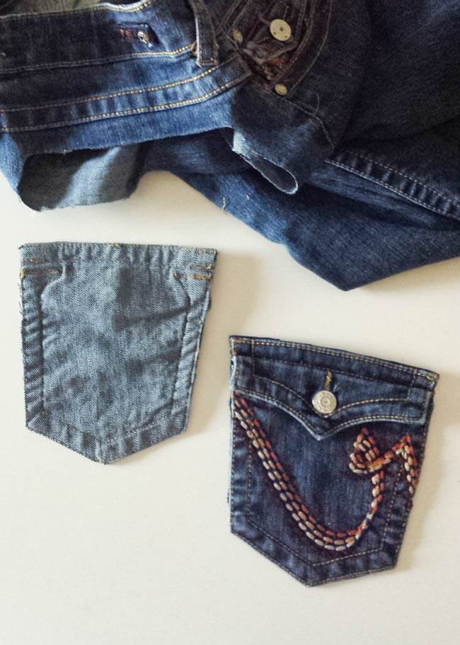 Repurposed Old Jeans Pocket- How To Turn Them To Something Functional